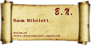 Baum Nikolett névjegykártya
